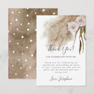 Carte De Remerciements Pampas de Bohême Grass Girl Anniversaire
