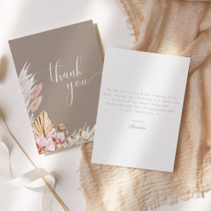 Carte De Remerciements Pampas florale bohème BABY SHOWER
