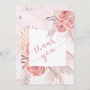 Carte De Remerciements Pampas Grass  Baby shower de fleurs roses