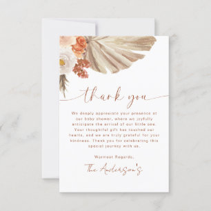 Carte De Remerciements Pampas Grass Boho Bohemian Desert Baby shower