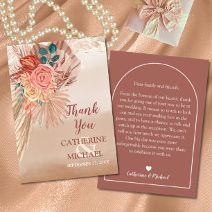 Carte De Remerciements Pampas Grass séché Floral Terracotta Boho Mariage