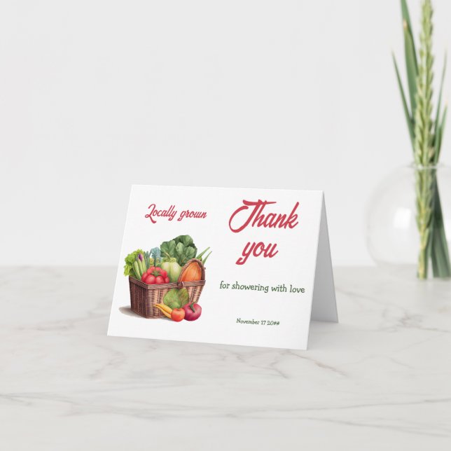 Carte De Remerciements Panier de Baby shower agricole cultivé localement (Devant)