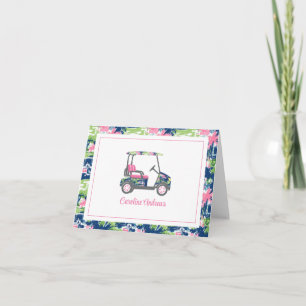 Carte De Remerciements Panier de golf Pink & Green Palm Beach personnalis