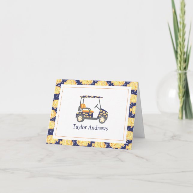 Carte De Remerciements Panier de golf Preppy Goldfish Palm Beach (Devant)