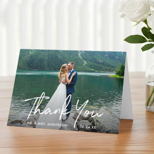 Carte De Remerciements Panier photo Mariage manuscrit