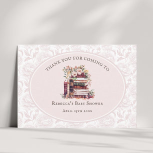 Carte De Remerciements Panneau de bienvenue aux pivoines roses pour la ba