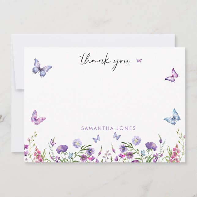 Carte De Remerciements Panneau de bienvenue pour une Baby Shower Papillon (Devant)