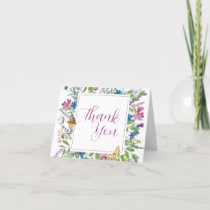 Carte De Remerciements Panneau Fleur sauvage papillon de printemps