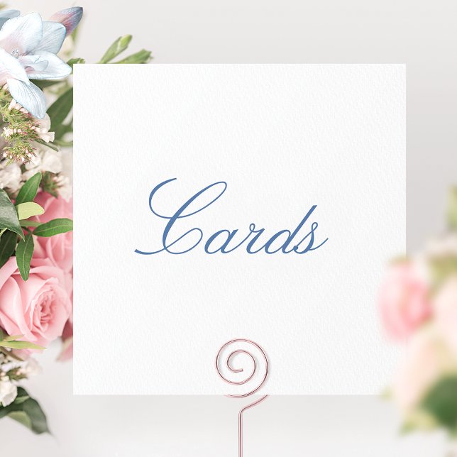 Carte De Remerciements Panneau mariage "Cartes", Calligraphie bleu élégan (Créateur téléchargé)
