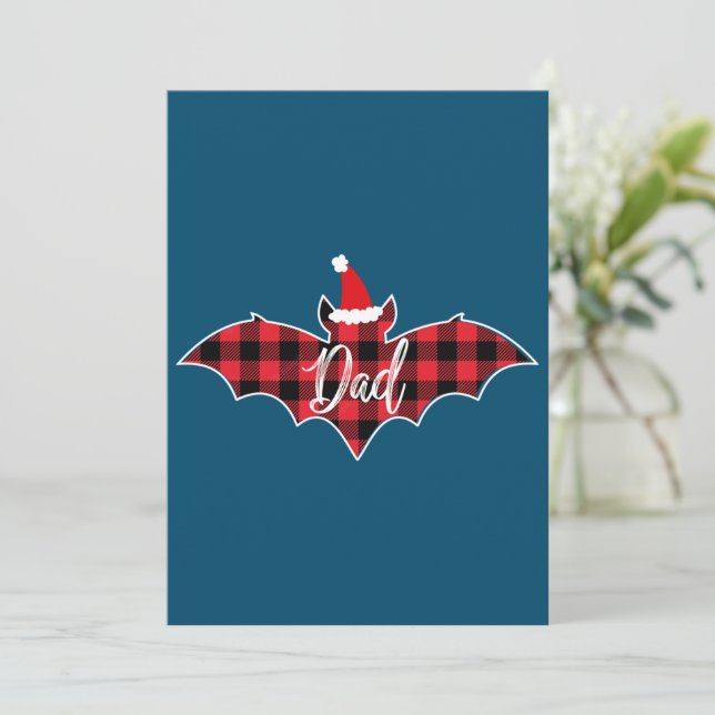 Carte De Remerciements Papa Bat Christmas Papa Pajama Rouge Plaid Buffalo (Debout devant)