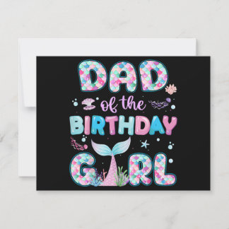 Carte De Remerciements Papa de la fille mermaid anniversaire famille tenu