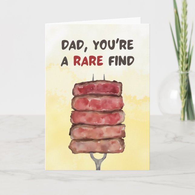 Carte De Remerciements Papa Tu es un Rare Find Steak BBQ (Devant)