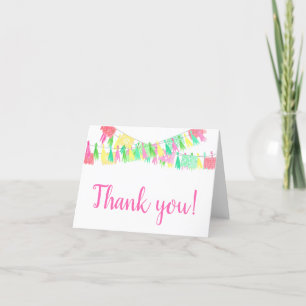 Carte De Remerciements Papel Picado Personnalisé avec Pompon Rose Vert po