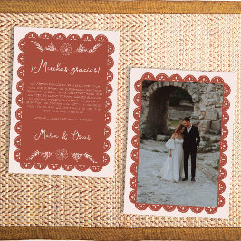 Carte De Remerciements Papel Picado Terracotta Mexicaine Talavera Mariage