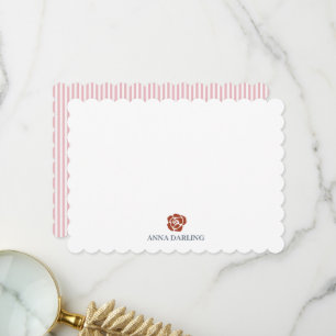 Carte De Remerciements Papeterie de peinture de rose de nom personnalisé