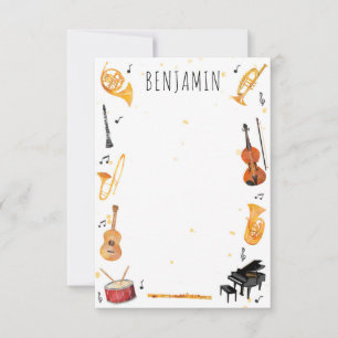 Carte De Remerciements Papeterie de remerciement Instrument et Musique