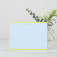 Papeterie personnalisée avec bordure jaune bleu mi