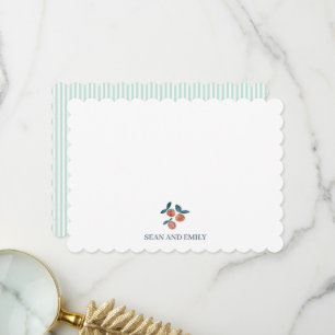 Carte De Remerciements Papeterie personnalisée avec peinture de pêche vin