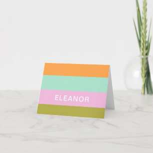 Carte De Remerciements Papeterie personnalisée Bright Pastel Cute Strié