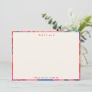 Carte De Remerciements Papeterie Personnalisée Florale Bohème Rouge Vibra