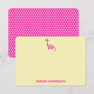 Carte De Remerciements Papeterie personnalisée pour bébé rose Dinosaur
