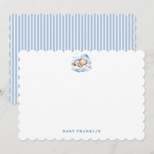 Carte De Remerciements Papeterie personnalisée pour garçon Ourson Baby Sh