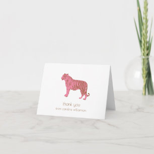 Carte De Remerciements Papeterie personnalisée Simple Art du Tigre Rose