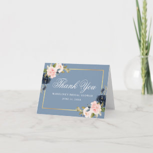 Carte De Remerciements Papier à lettre de douche de mariée bleu poussiére