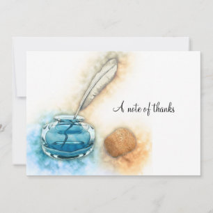 Carte De Remerciements Papier à lettres Inkwell et Feather Quill