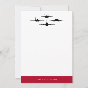 Carte De Remerciements Papier à lettres personnel à quatre avions de chas
