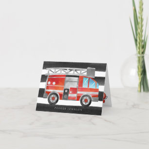 Carte De Remerciements Papier à lettres plié pour Camion-feu