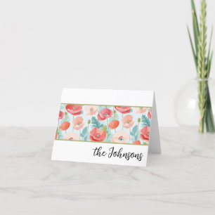 Carte De Remerciements Papier d'aquarelle Pastel Poppies