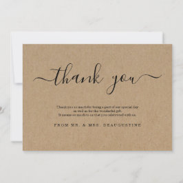 Carte De Remerciements Papier Kraft rustique simple