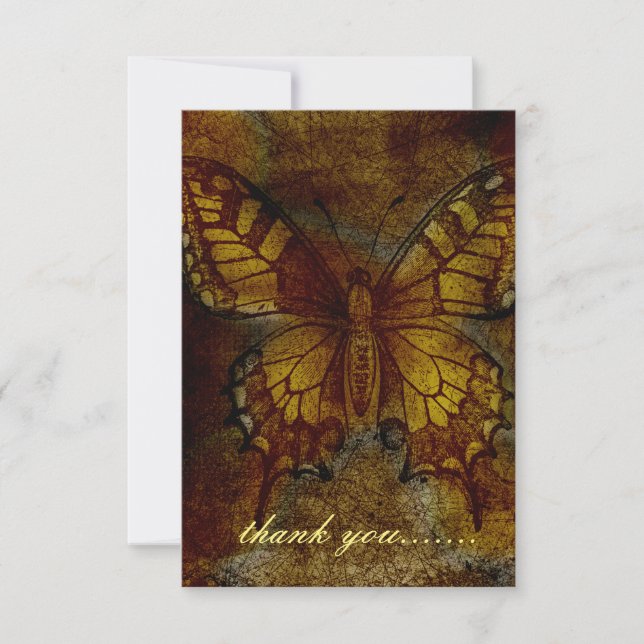 Carte De Remerciements Papier papillon artistique ou (Devant)