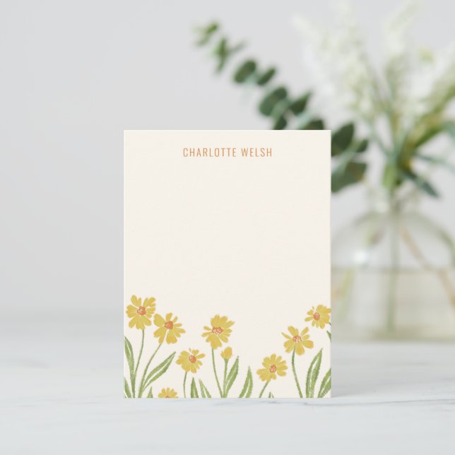 Carte De Remerciements Papier personnel Fleur sauvage jaune (Debout devant)