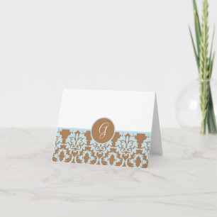 Carte De Remerciements Papiers de remerciement à monogramme à motif damas