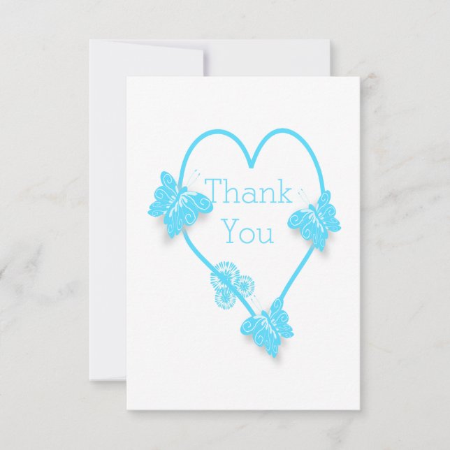 Carte De Remerciements Papillon bleu couleur Mariage de conception cardia (Devant)