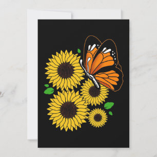 Carte De Remerciements Papillon Dans Le Jardin Des Tournesols