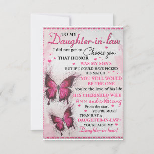 Carte De Remerciements Papillon DIL Vous êtes aussi ma fille dans le coeu