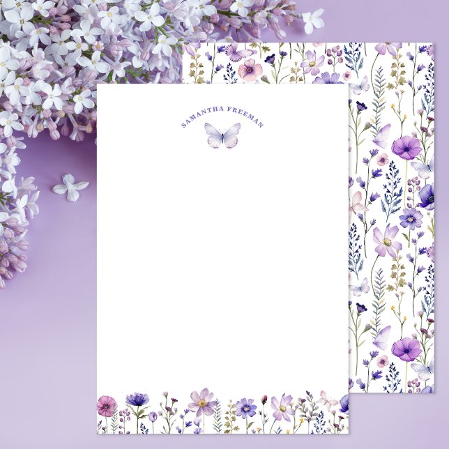 Carte De Remerciements Papillon fleur sauvage Papier papillon personnalis (Personalized Stationery )