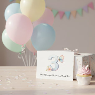 Carte De Remerciements Papillon Floral 3ème Anniversaire Printemps Fantai