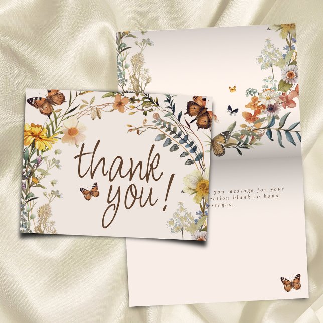 Carte De Remerciements Papillon floral rustique Baby shower neutre genre (Créateur téléchargé)