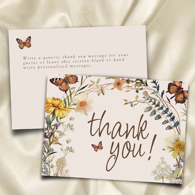 Carte De Remerciements Papillon floral rustique Baby shower neutre genre (Créateur téléchargé)