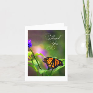 Carte De Remerciements Papillon Monarque dans un cadre fleuri