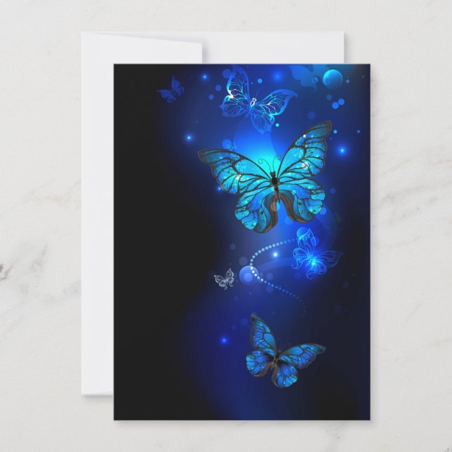 Carte De Remerciements Papillon Morpho sur fond sombre (Devant)