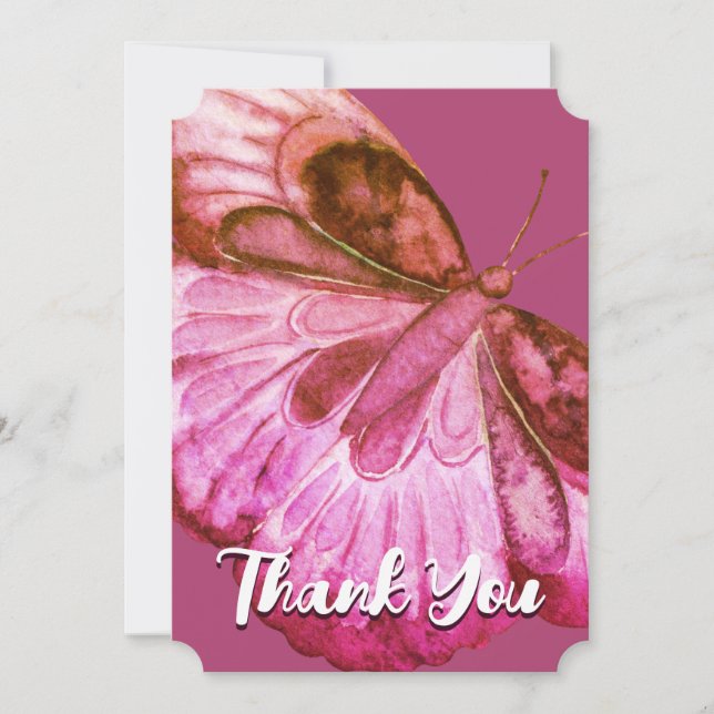 Carte de remerciements papillon rose amusant (Devant)
