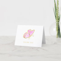 Papillon rose et or élégant
