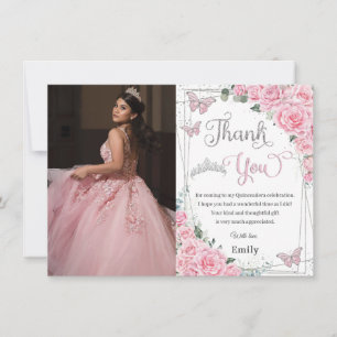 Carte De Remerciements Papillon rose Rose doux 16 Quinceañera