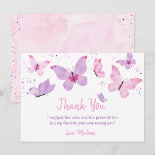 Carte De Remerciements Papillon rose violet Anniversaire