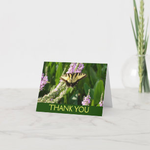 Carte De Remerciements Papillon Swallowtail sur Fleurs sauvages pourpres